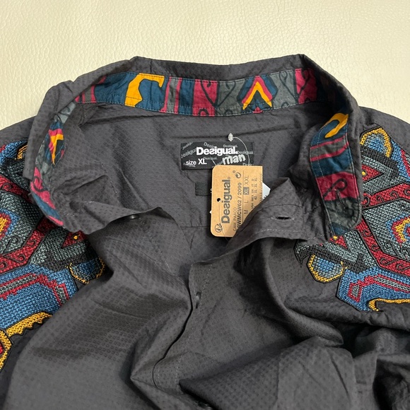 NWT - Desigual Men’s Embroidered Shoulder Long Sleeve Shirt - Size XL, XXL - Picture 6 of 11